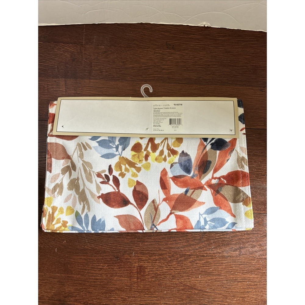 Allen + Roth Fall Floral With Blue 14"x72" Table Runner New Model R-CLLEAF-999 - Picture 2 of 5